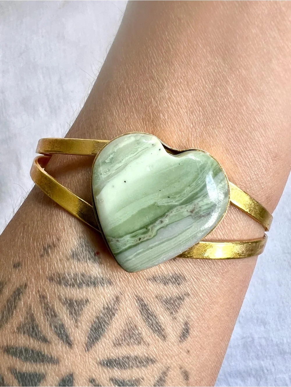 GOLD Larsonite Heart ❤️ Bracelet Cuff
